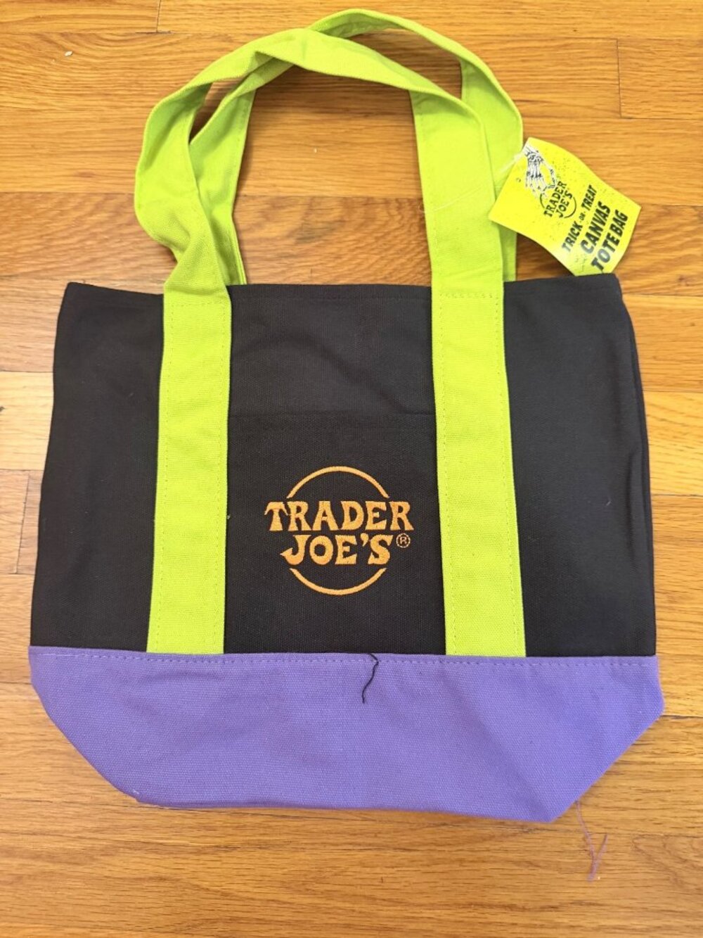 Trader Joe's Canvas Mini Tote Bag Limited Edition Halloween Fall 2026 Black Purp